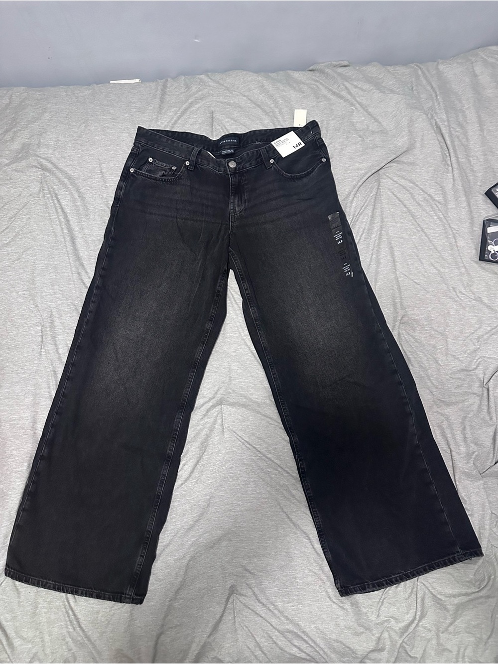 Aeropostale NWT Super Low-Rise Baggy Wide Leg Jeans Black 14R Y2K Cotton
